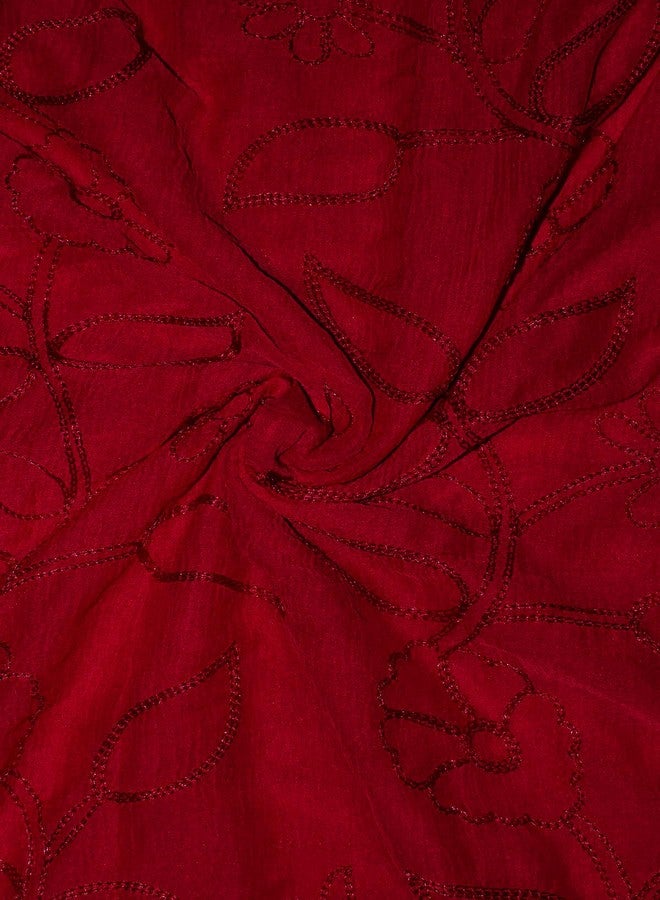 Chandrakala Chiffon Dupatta for Women,Shawl Scarf Wrap Chunni, Maroon (D285MAR) - Image 4
